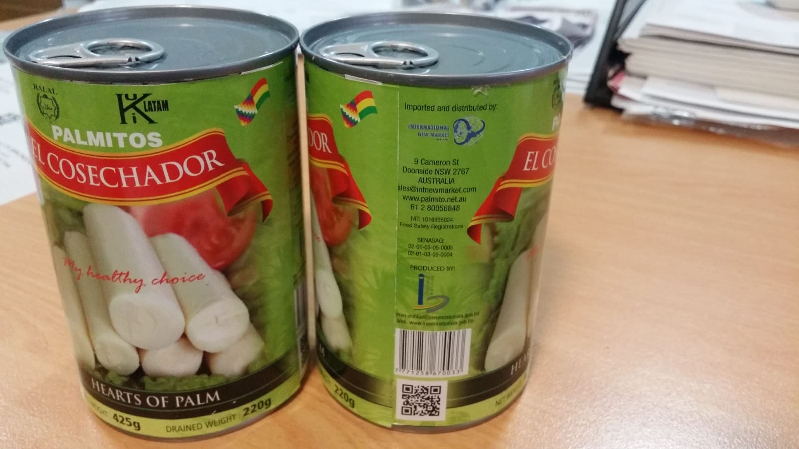 details of the can with product heart of palm